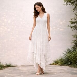 Haani White Lace Midi Dress Small Boho Romantic Bridal Shower Garden Party ALine
